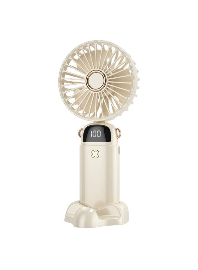 GALUIN Portable Handheld Fan, Electric Desktop Fan, 6000mAh Personal Small Fan with 5 Speeds, Long Lasting and Adjustable Mini Fan with Neck Hanging for Outdoor, Travel, Home, Office - White - Image 1